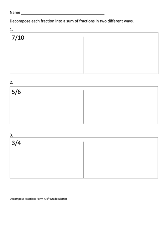 Fractions Math Worksheet Printable pdf