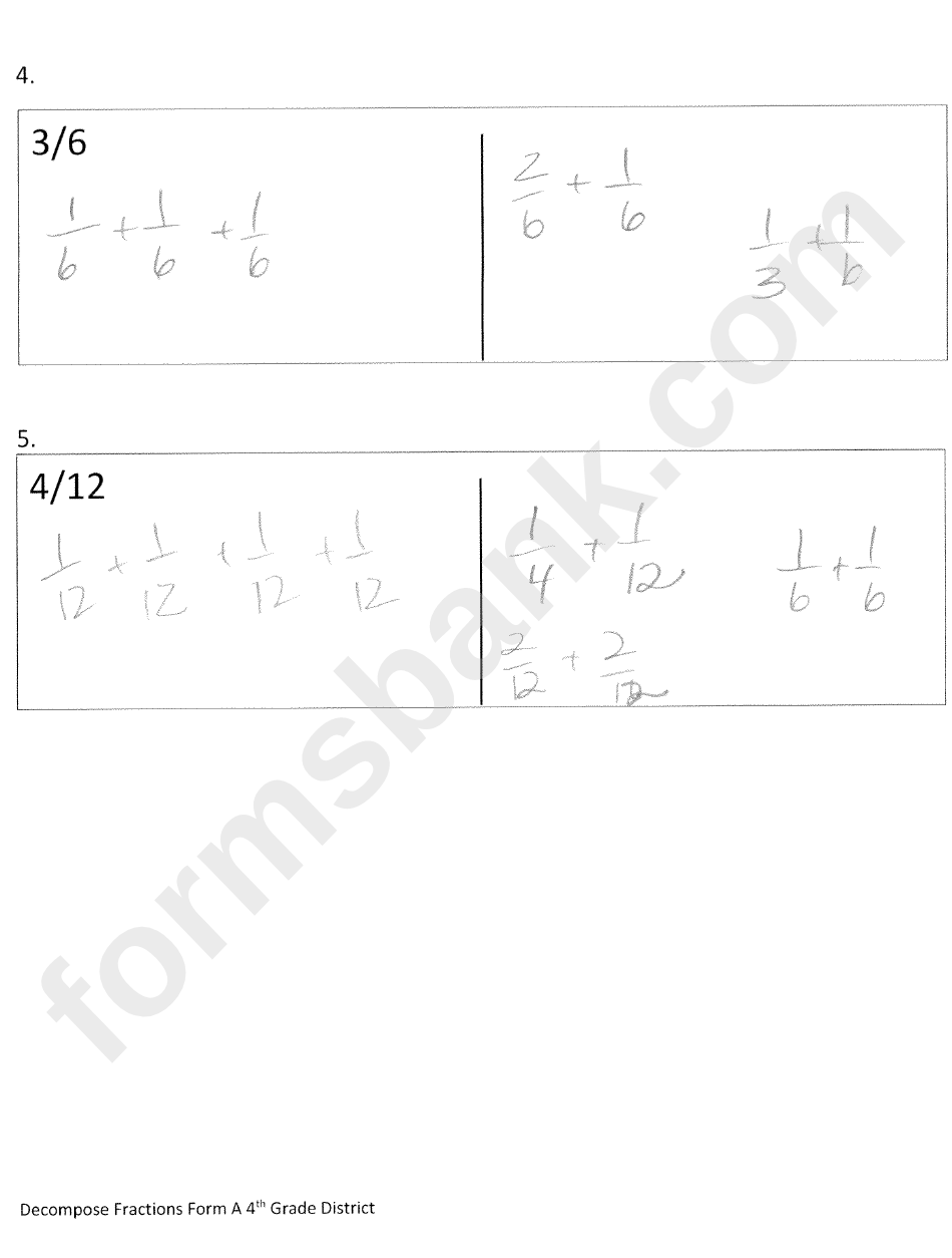 Fractions Math Worksheet