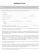 Sublease Form - City Of Ames