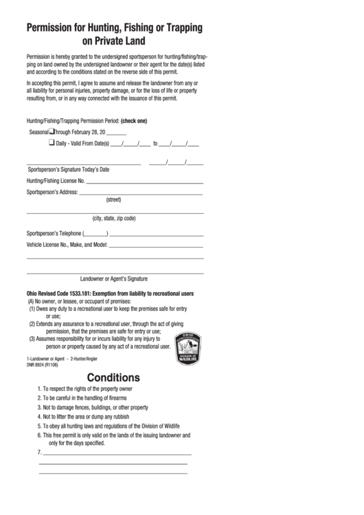 Printable Hunting Permission Form