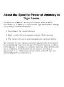 About The Specific Power Of Attorney To Sign Lease