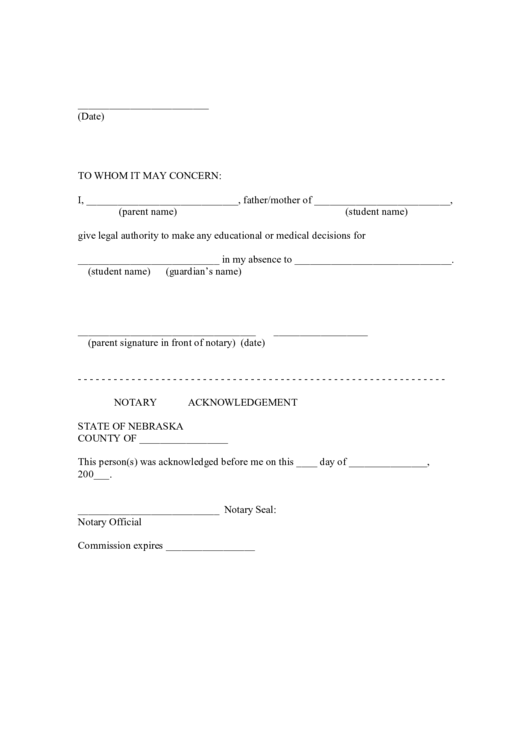 Power Of Attorney For Minors Printable pdf