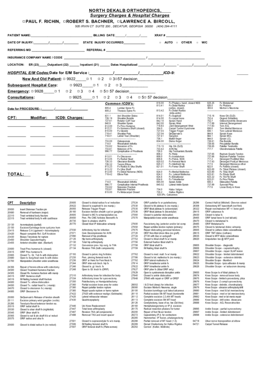 Surgery Charges & Hospital Charges Printable pdf