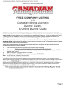 Canadian Mining Journal Mining Buyers' Guide