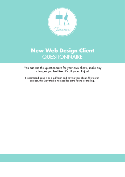 New Web Design Client Questionnaire Printable pdf