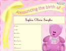 Girl Birth Announcement Template