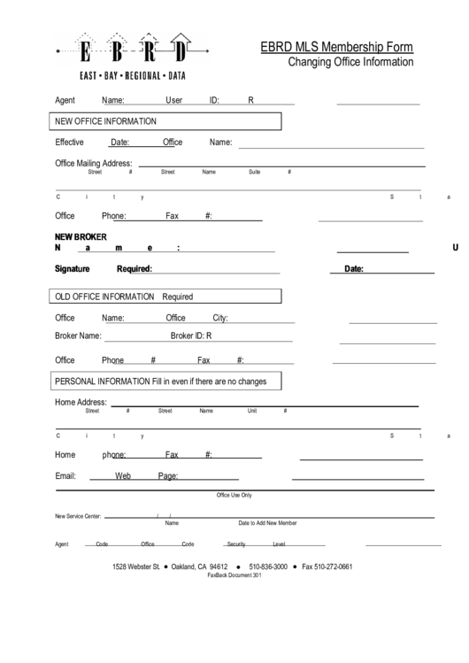 Ebrd Mls Membership Form Printable pdf