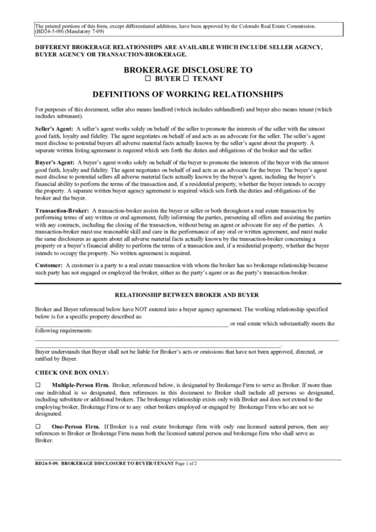 Brokerage Disclosure Template Printable pdf
