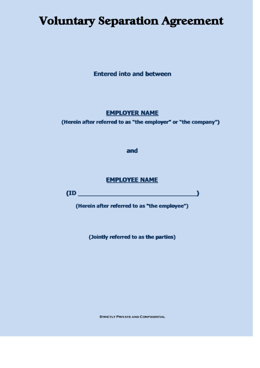 Voluntary Separation Agreement Printable pdf