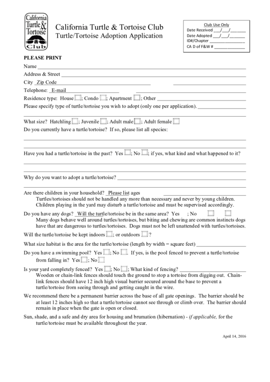 Top 44 Pet Adoption Form Templates free to download in PDF format