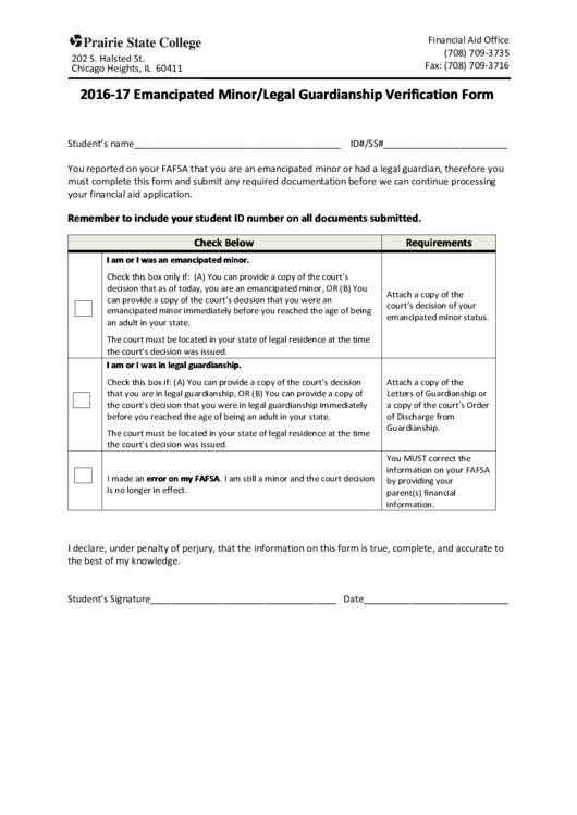 2016-17 Emancipated Minor/legal Guardianship Verification Form ...