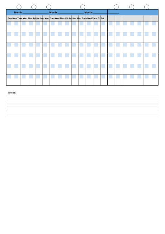 90 Day Calendar Template Printable pdf
