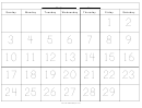 29-day One Month Calendar Template