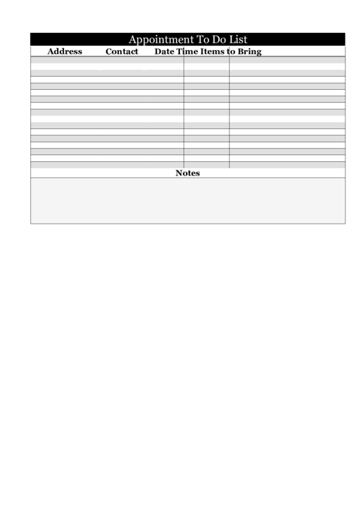Appointment To Do List Template Printable pdf