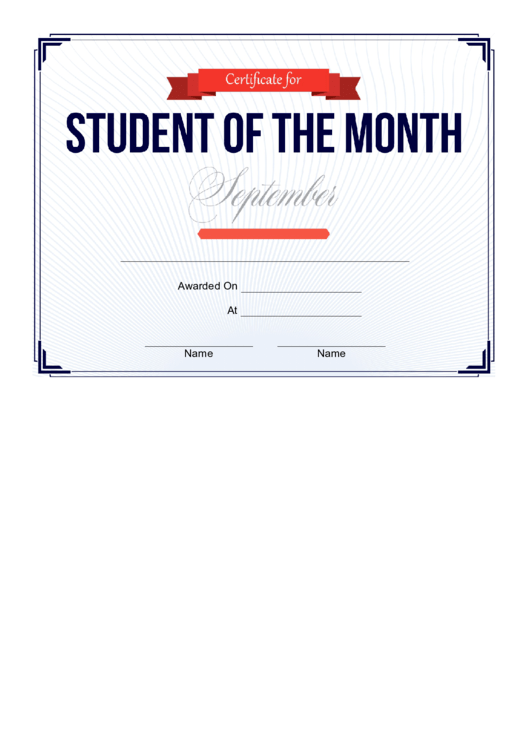 Student Of The Month Printable pdf