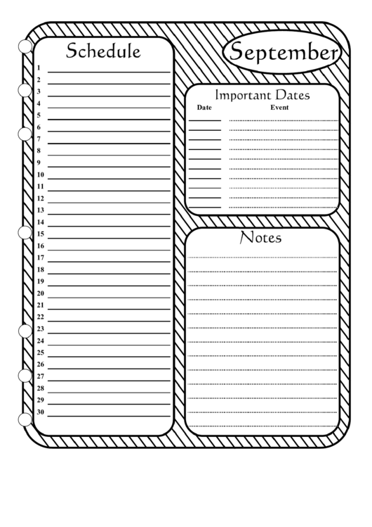 September - Monthly Planner Template Printable pdf