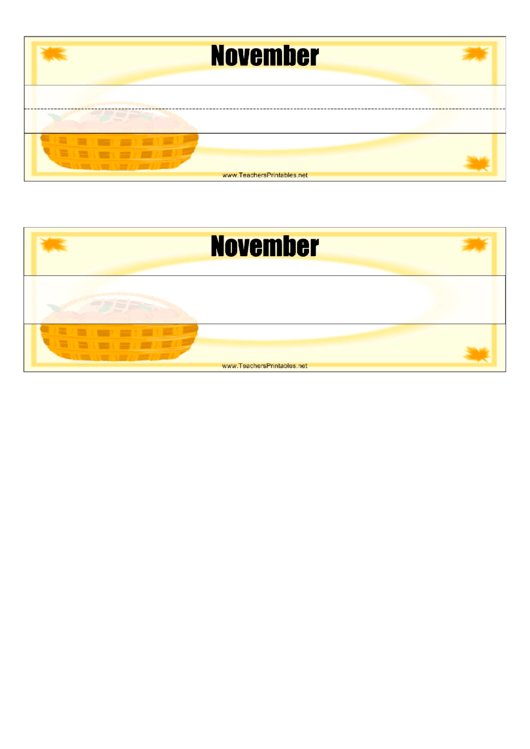 November - Desk Name Tag Template Printable pdf
