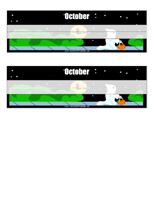 October - Desk Name Tag Template Printable pdf