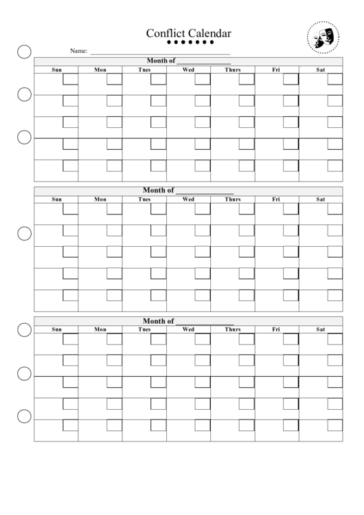 Production Conflict Calendar Template Printable pdf