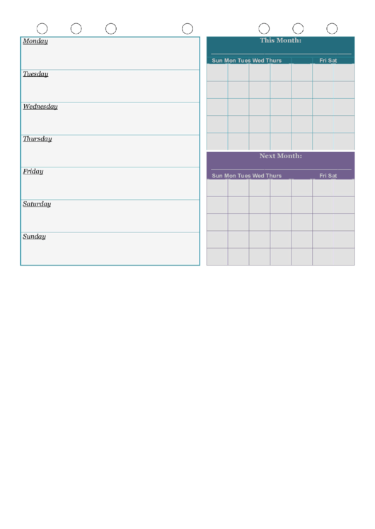 Weekly Planner With Months Printable pdf