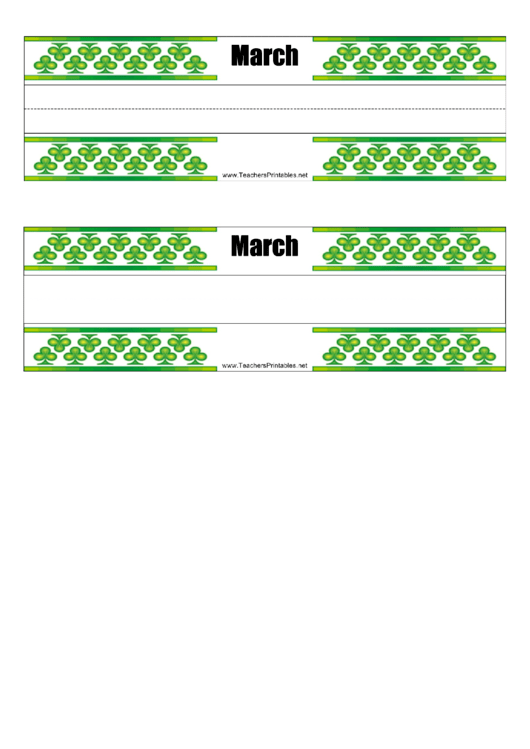 March - Desk Name Tag Template Printable pdf