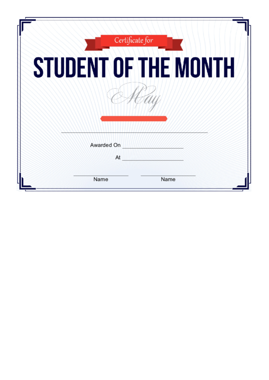 Student Of The Month May Printable pdf