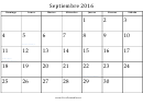 Septiembre - 2016 Spanish Calendar Template