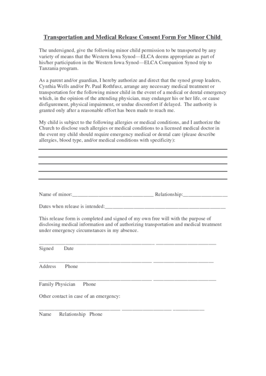 Printable Transportation Release Form Template Printable Templates