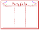 Party To Do List Template