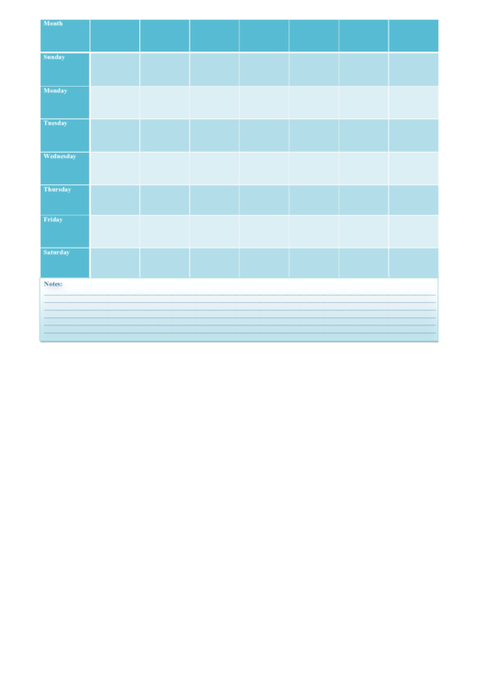 Weekly Calendar Template With Notes Printable pdf
