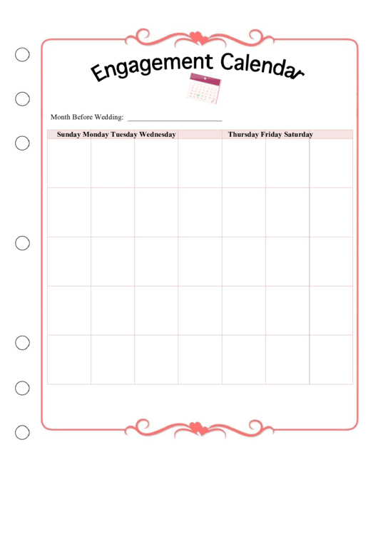 Engagement Calendar Template Printable pdf