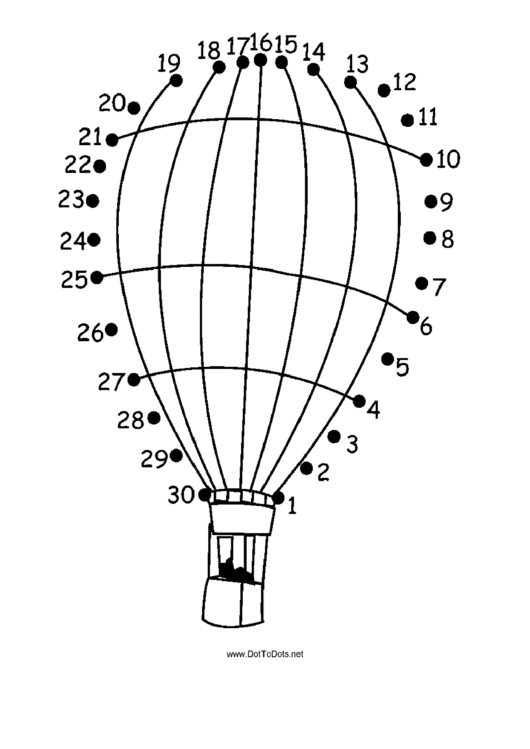 Hot Air Balloon With People Dot-to-dot Sheet