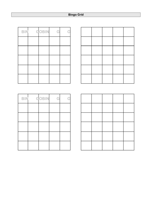 Bingo Grid Template Printable pdf