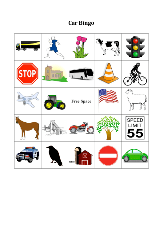 Car Bingo Card Template Printable pdf