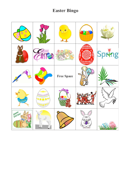 Easter Bingo Card Template Printable pdf