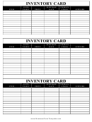 Inventory Card Template (black And White)