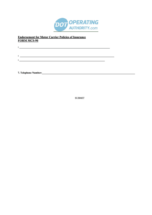 Fillable Endorsement For Motor Carrier Policies Of Insurance Form Mcs-90 Printable pdf