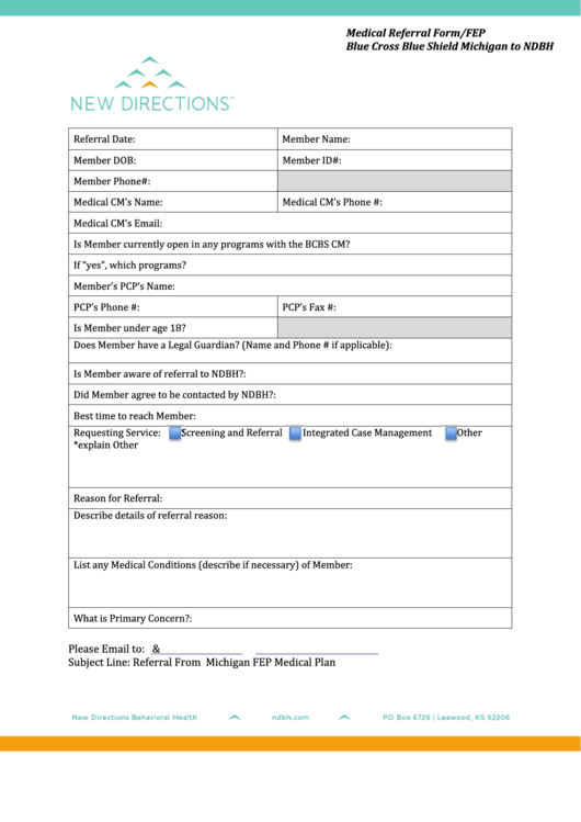 Medical Referral Form Printable pdf