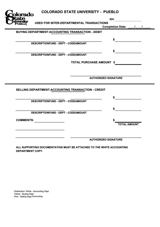 Accounting Forms - Colorado State University-Pueblo Printable pdf
