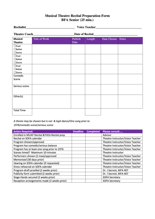Bfamt Senior Recital Prep Form Printable pdf