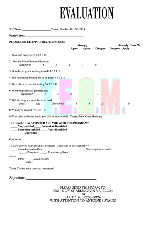 Team Evaluation Form Printable pdf