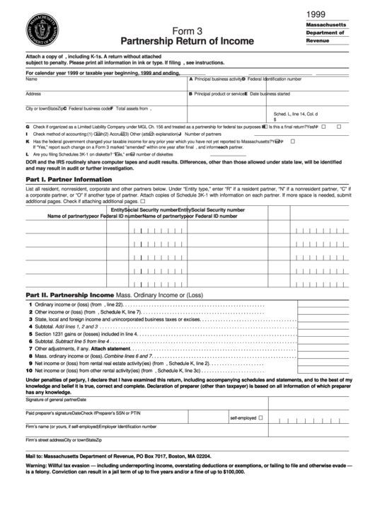 Form 3 Partnership Return Of Income Printable pdf