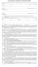 Lease Agreement With Option To Purchase Real Estate Template