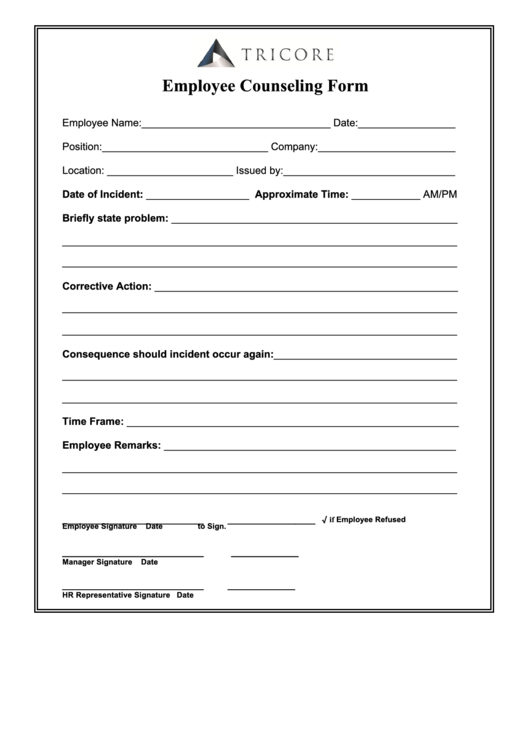 Employee Counseling Form Printable Pdf Download