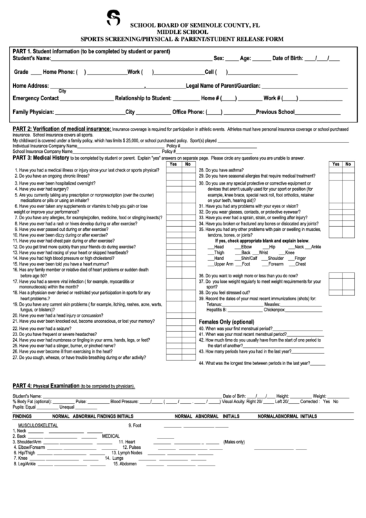 Top 6 Florida School Physical Form Templates Free To Download In PDF Format