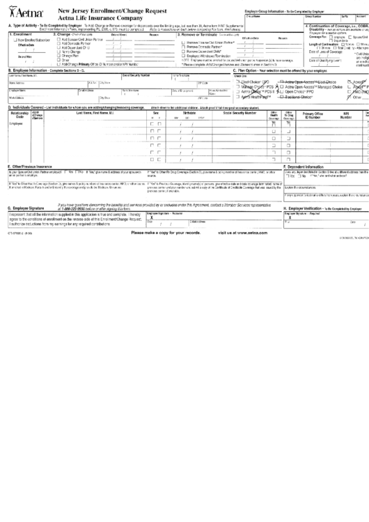 Form Gr-67820-2 - Aetna Enrollment Change Form Printable pdf