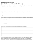 'how We Learn And Classical Conditioning' Psychology Worksheet