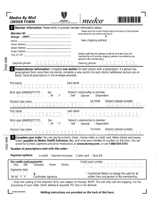 Medco By Mail Order Form Printable pdf