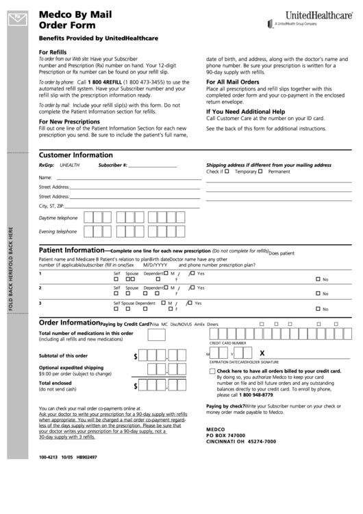 By Mail Order Form Printable pdf