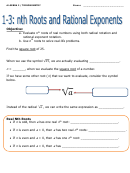 Nth Roots And Rational Exponents (Math Worksheet) Printable pdf